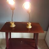 Vintage TV table with casters and 2 shelves years 60 varnished