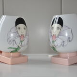 Pair of vintage wall lamps opaline child