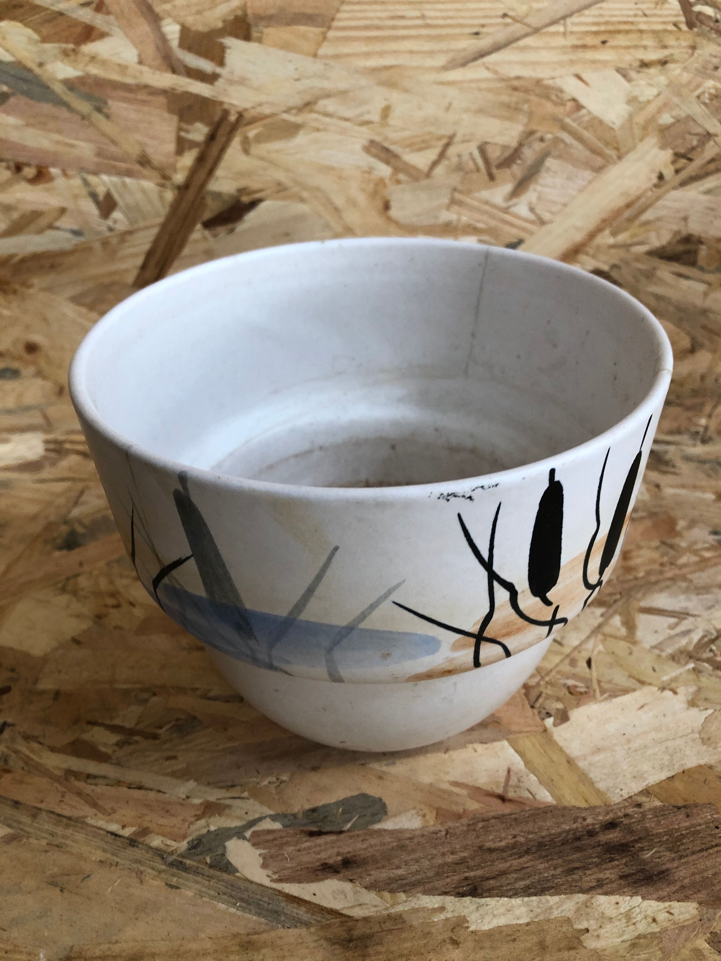 Lot 3 old caches pot milet sevres ceramic decoration reeds vintage