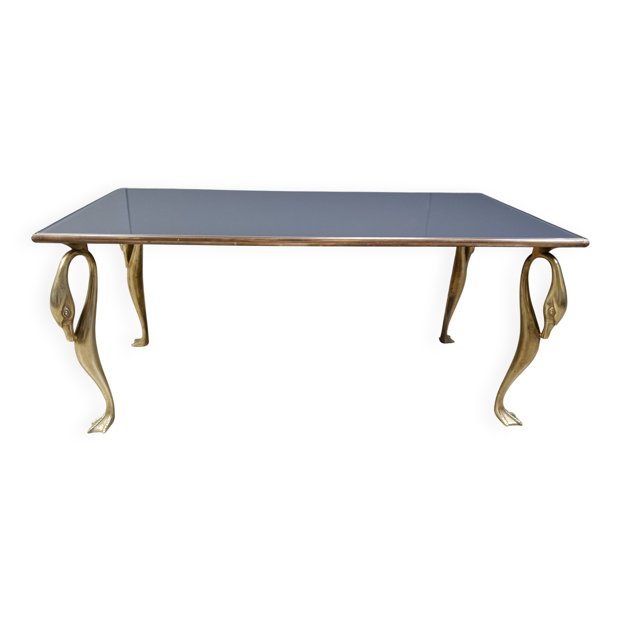 Vintage brass swan coffee table, 1970s