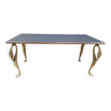 Vintage brass swan coffee table, 1970s