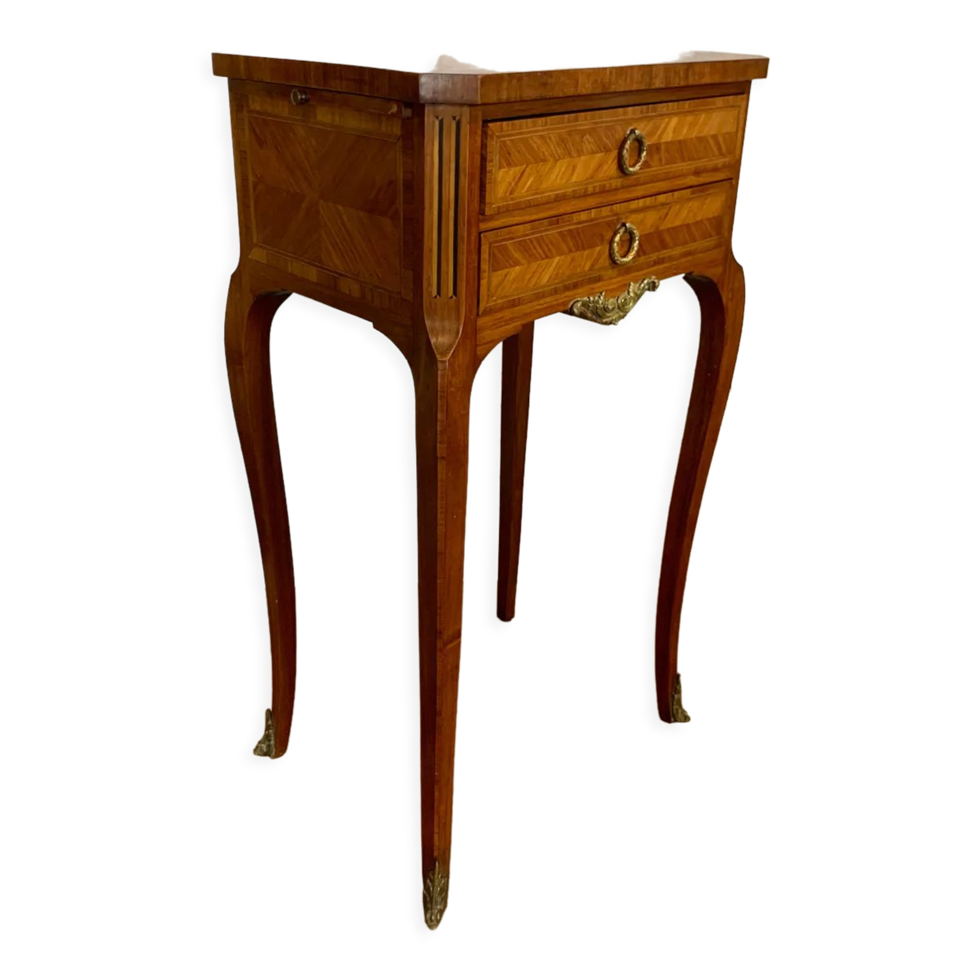 Bedside table in Louis XV style marquetry