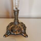Art Deco vase chalice shape in silver metal and cut glass