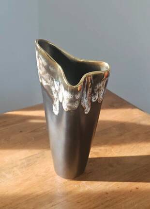 Vintage free-form organic vase - numbered ceramic 1246/23 - mid-century style