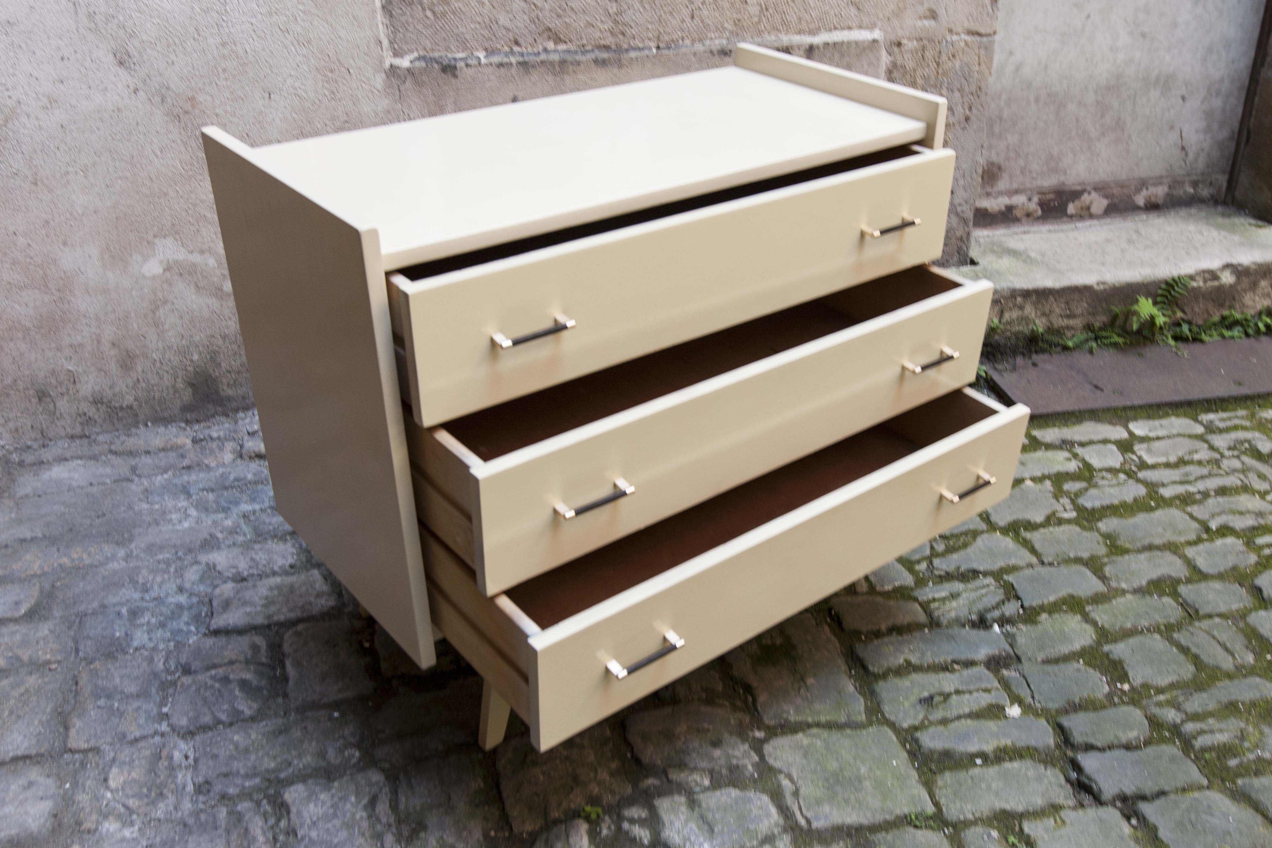 Chest of drawers 50s relooked ivory