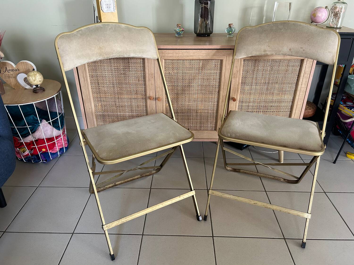 Set of 2 Vintage Folding Opera Chairs