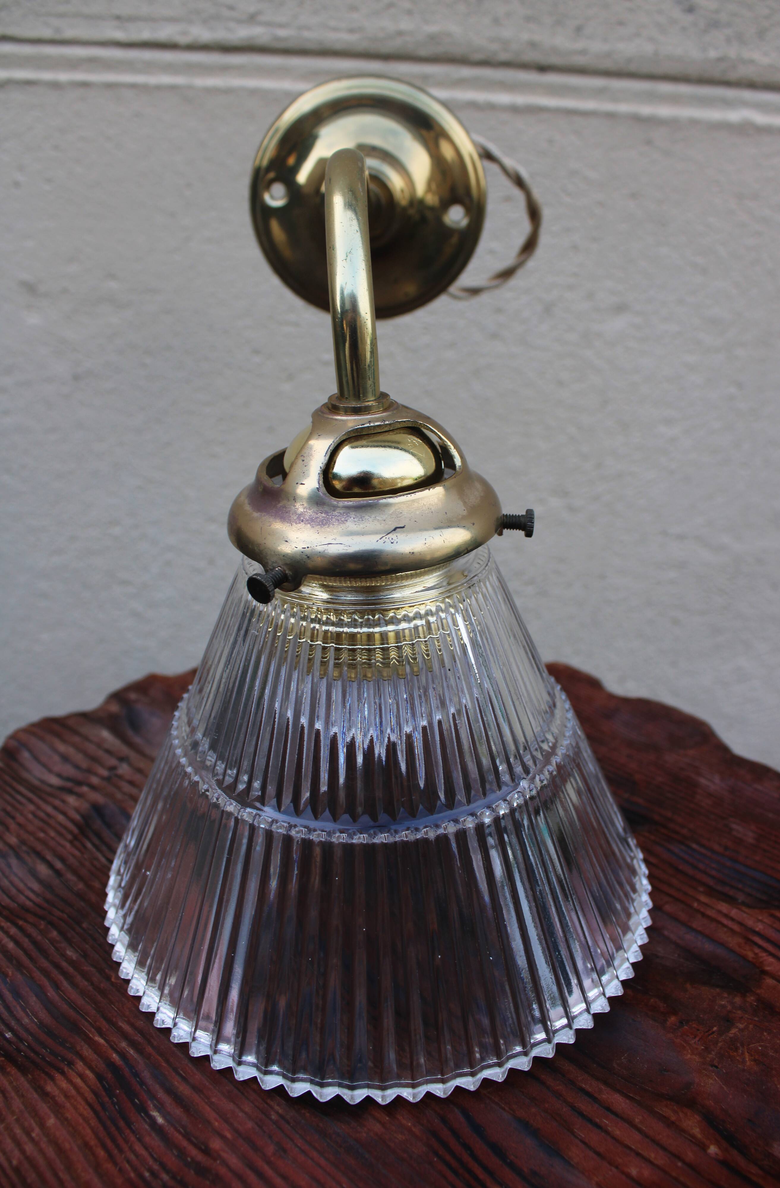 Brass and streaked glass sconce