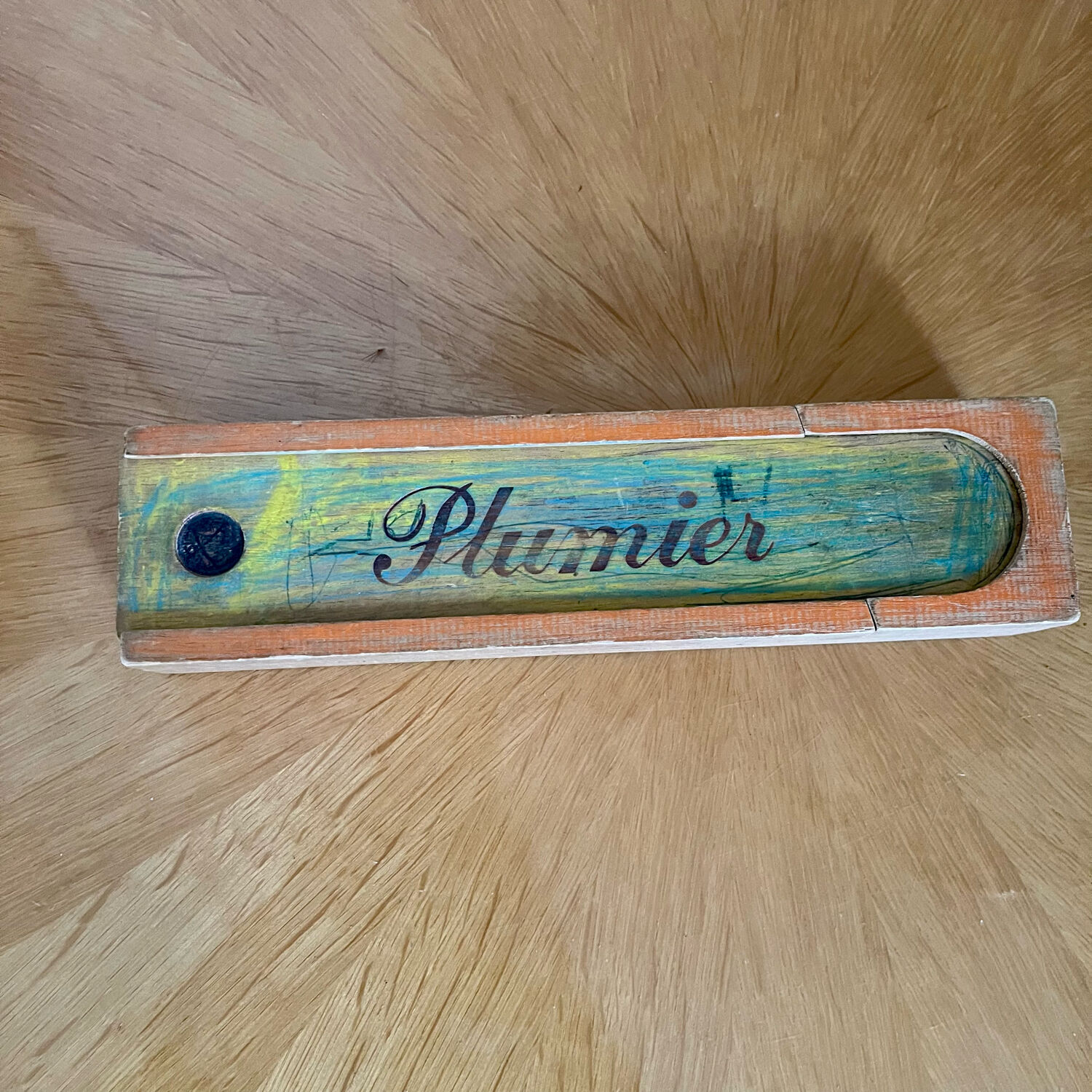 Wooden school pencil case 1950s 1960s