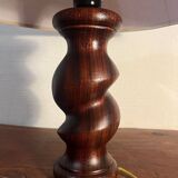 Solid turned wood foot lamp with lampshade