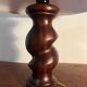 Solid turned wood foot lamp with lampshade