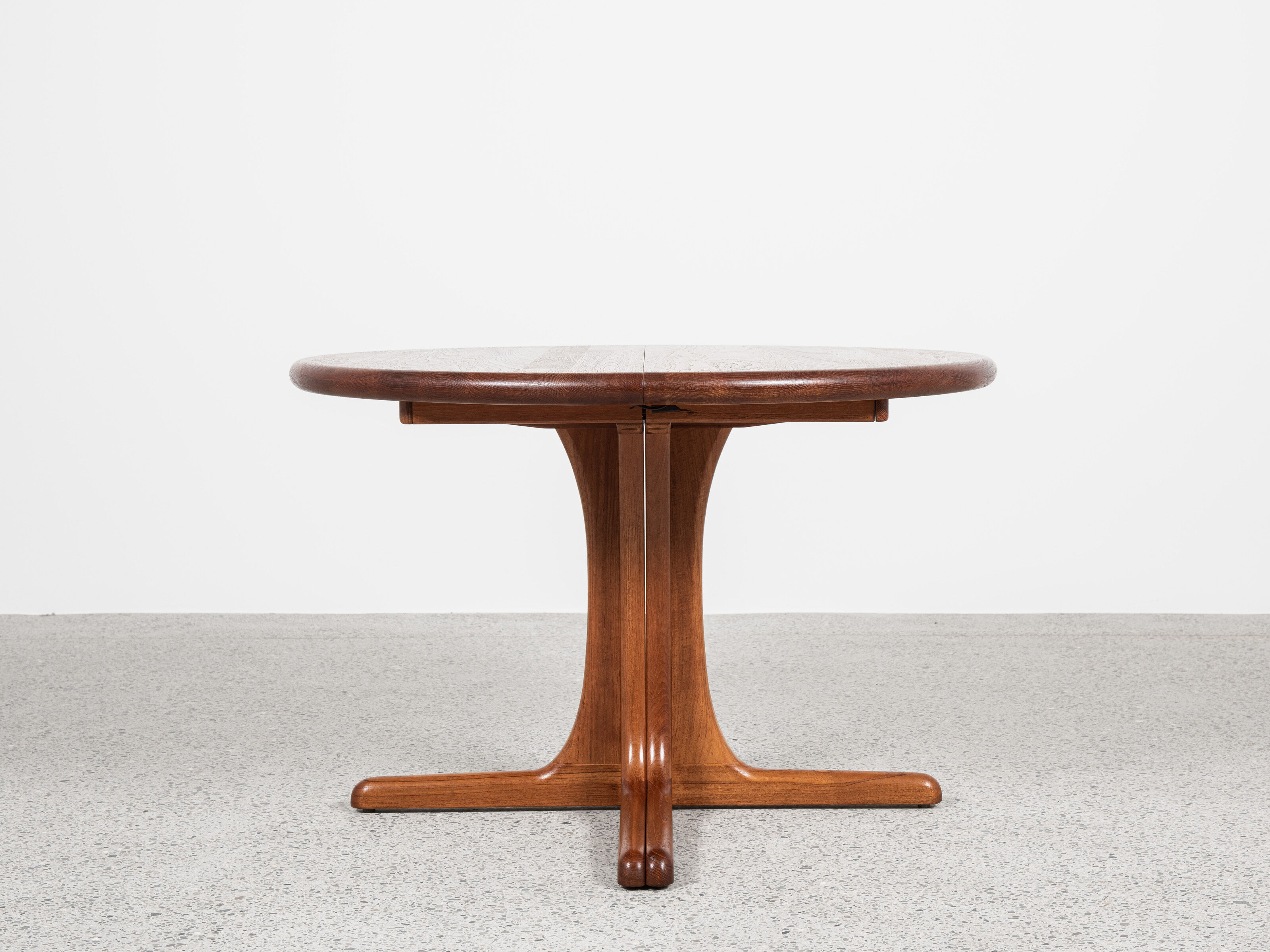 Midcentury Danish round teak dining table with 2 extensions 1960s