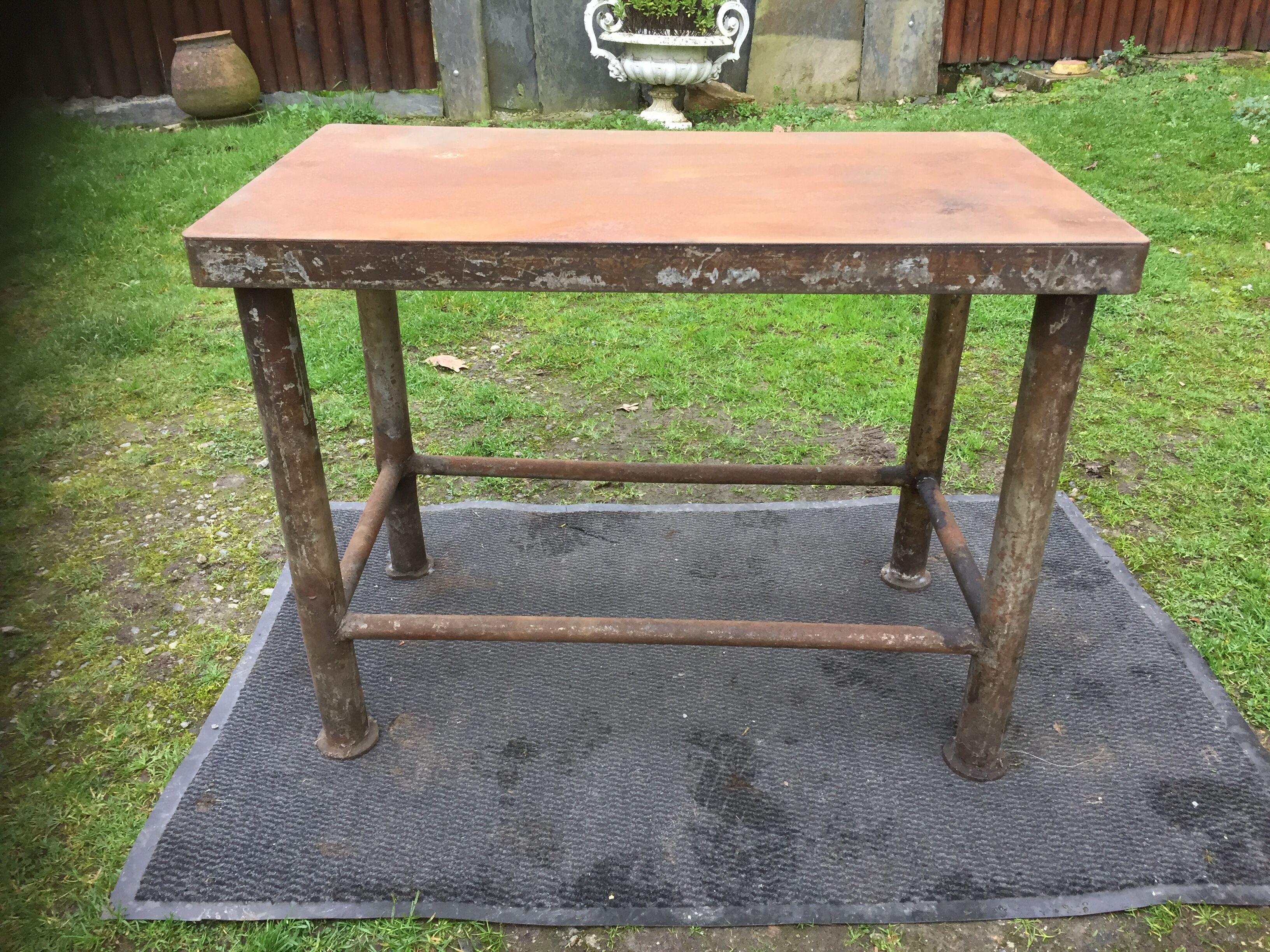 Vintage metal table from an industrial workshop for a makeover