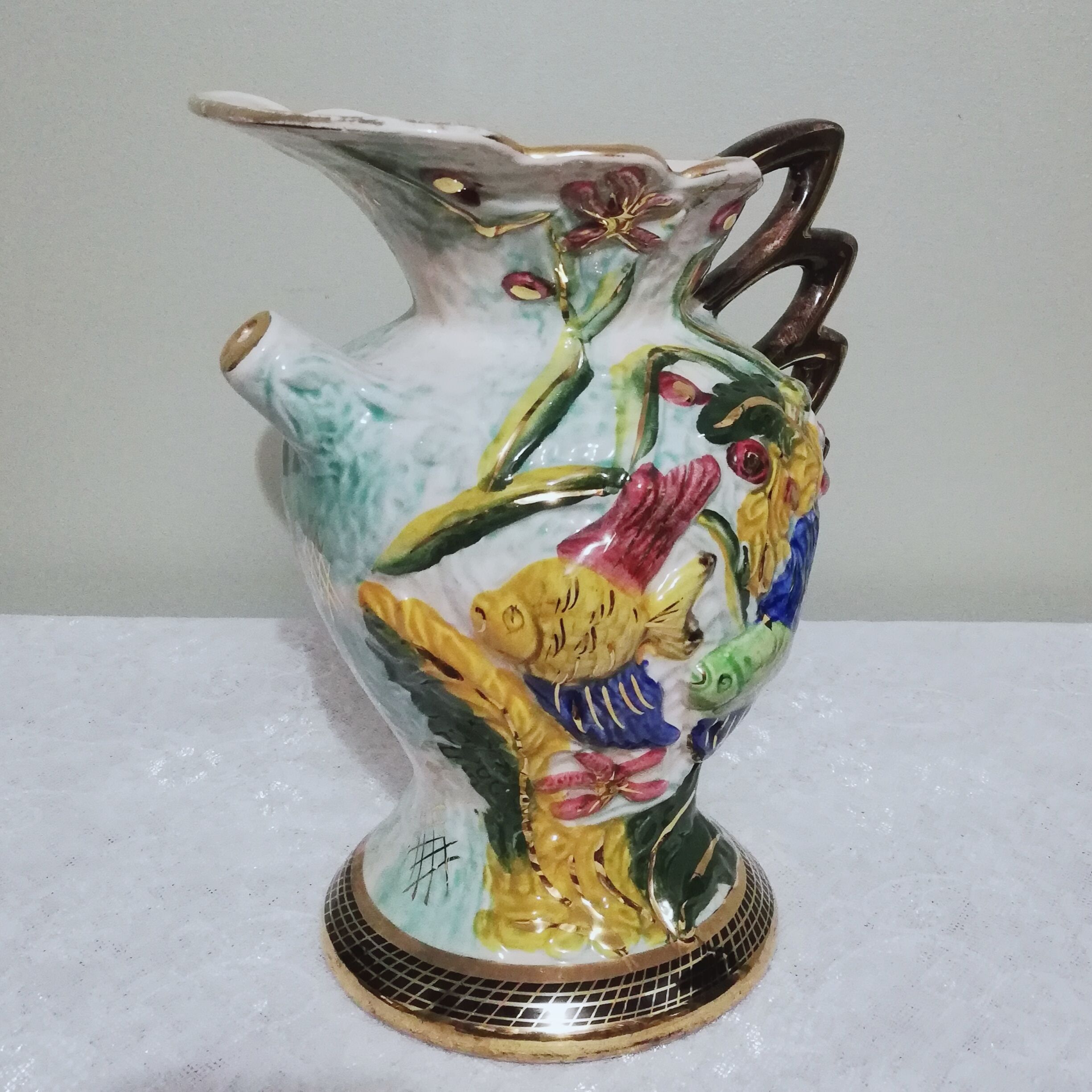 Ceramic pitcher vase signed Hubert Bequet