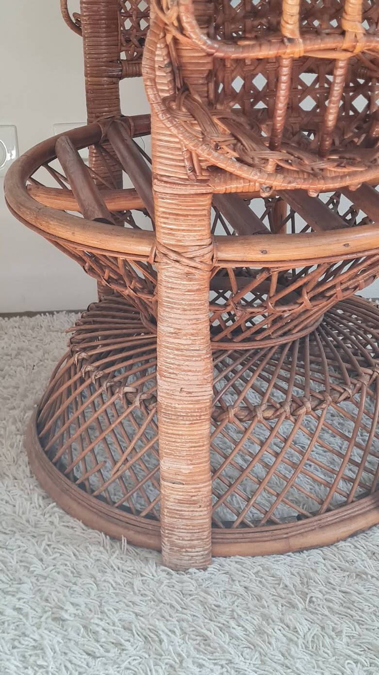 Emmanuelle chair Peacock vintage rattan