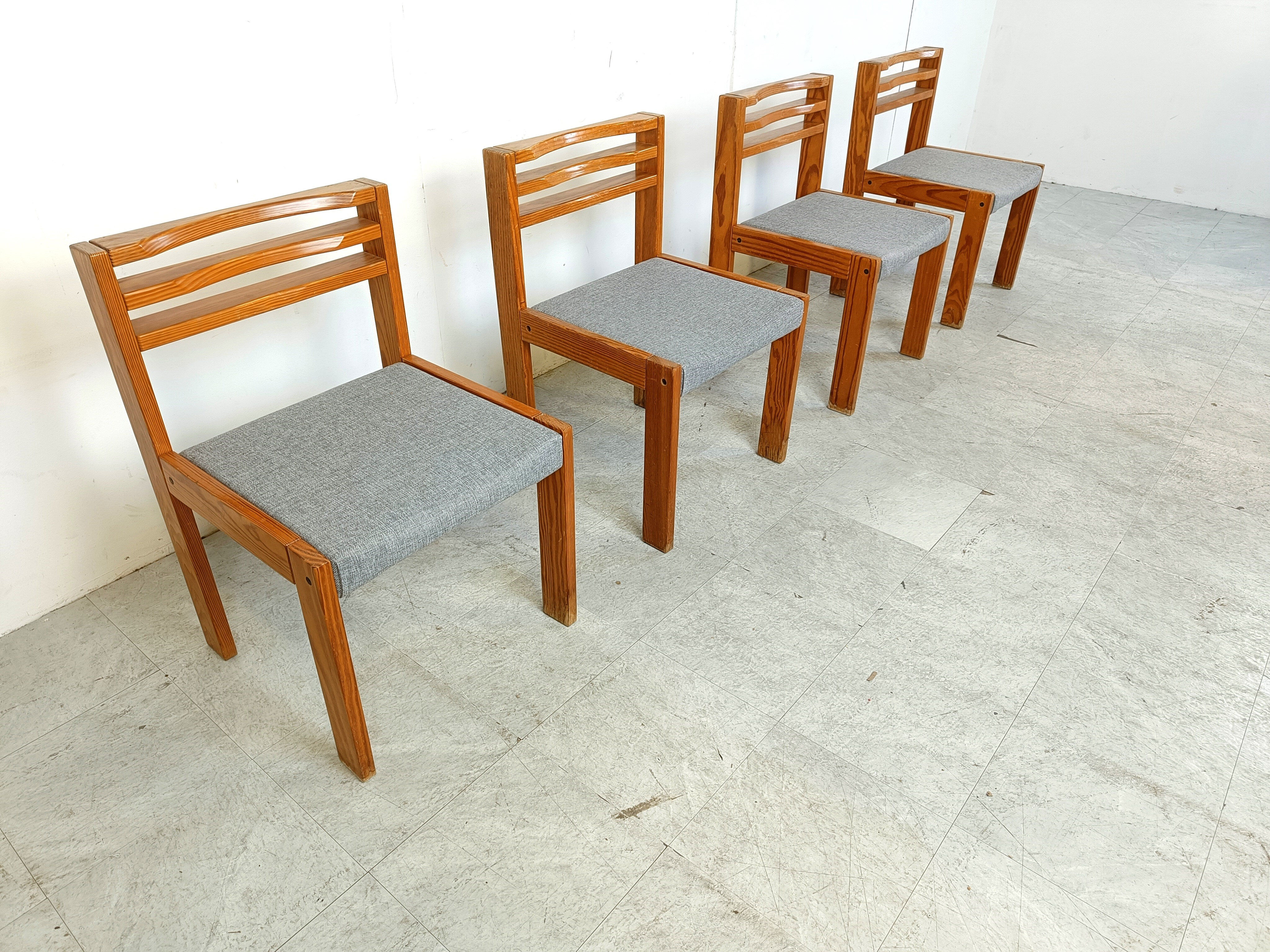Set of 4 pine wood SG 1200 dining chairs by Cees Braakman, 1970s