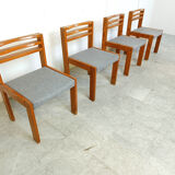 Set of 4 pine wood SG 1200 dining chairs by Cees Braakman, 1970s