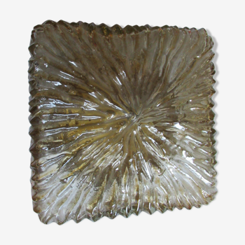 Plafonnier en verre moulé ambré années 60