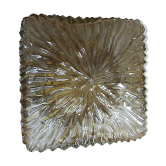 Plafonnier en verre moulé ambré années 60