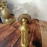 Lampe ancienne art déco en laiton avec globe étoile
