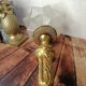 Lampe ancienne art déco en laiton avec globe étoile