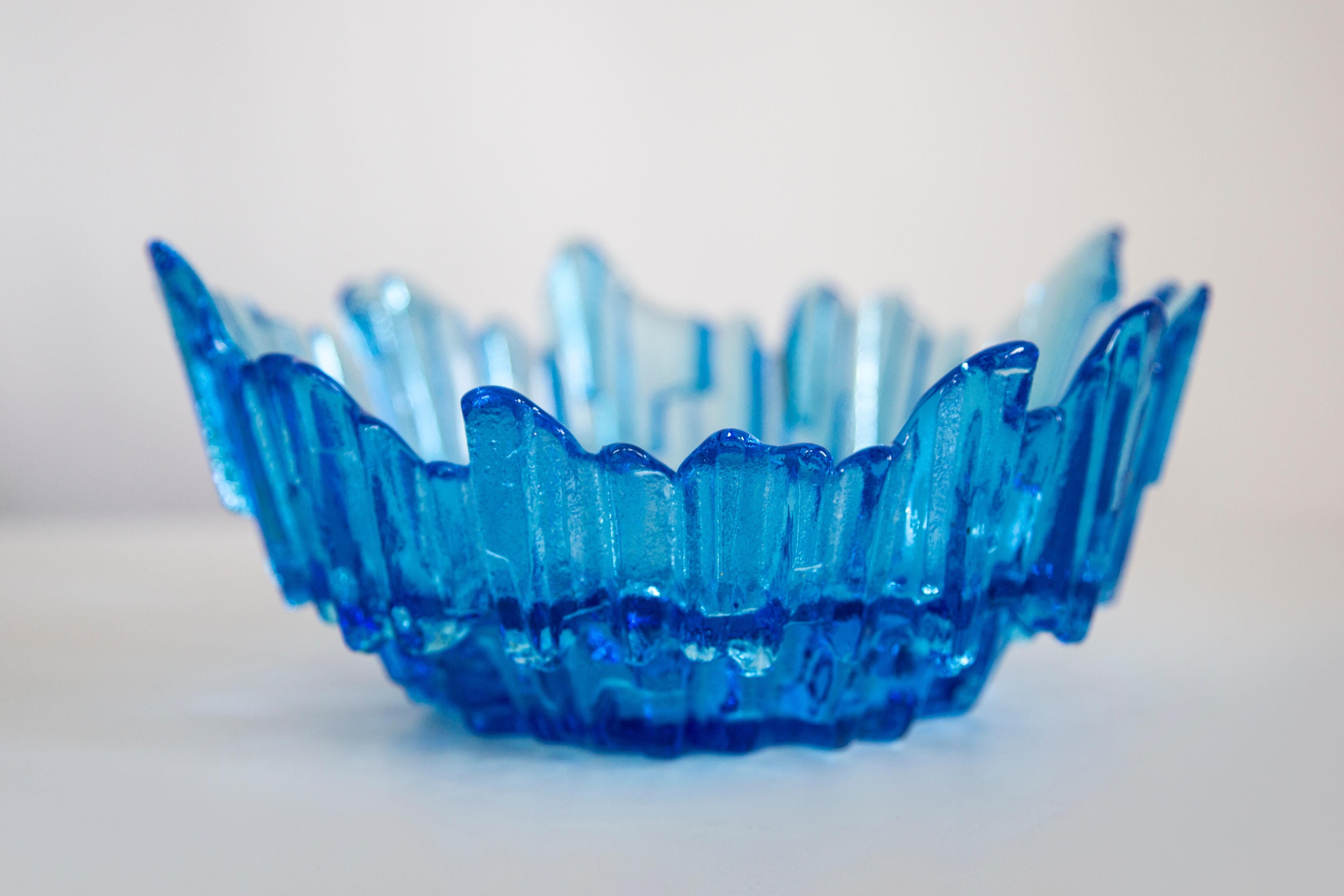 Vintage decorative plate in light blue glass, Italy, 1960s