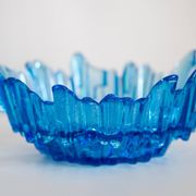 Vintage decorative plate in light blue glass, Italy, 1960s