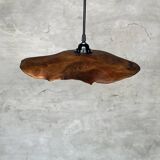 Large pendant light in corrugated teak leaf (Large D:60 H:20)