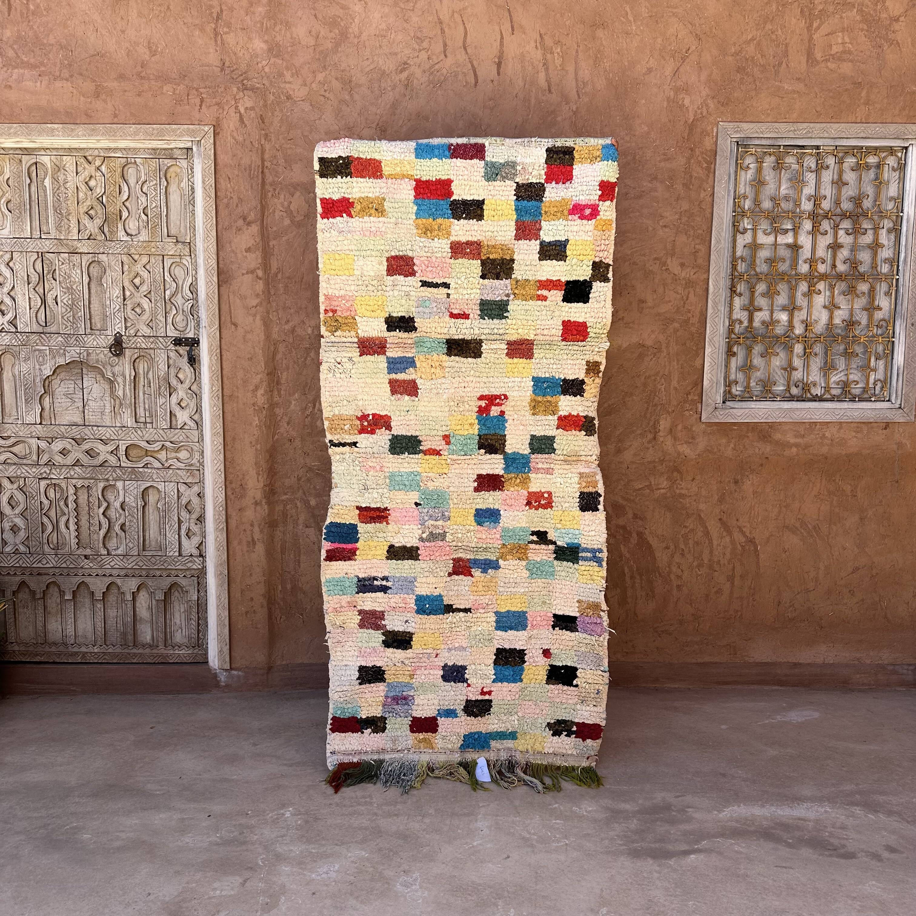 Colorful Boucherouite Moroccan rug - 87 x 190 cm