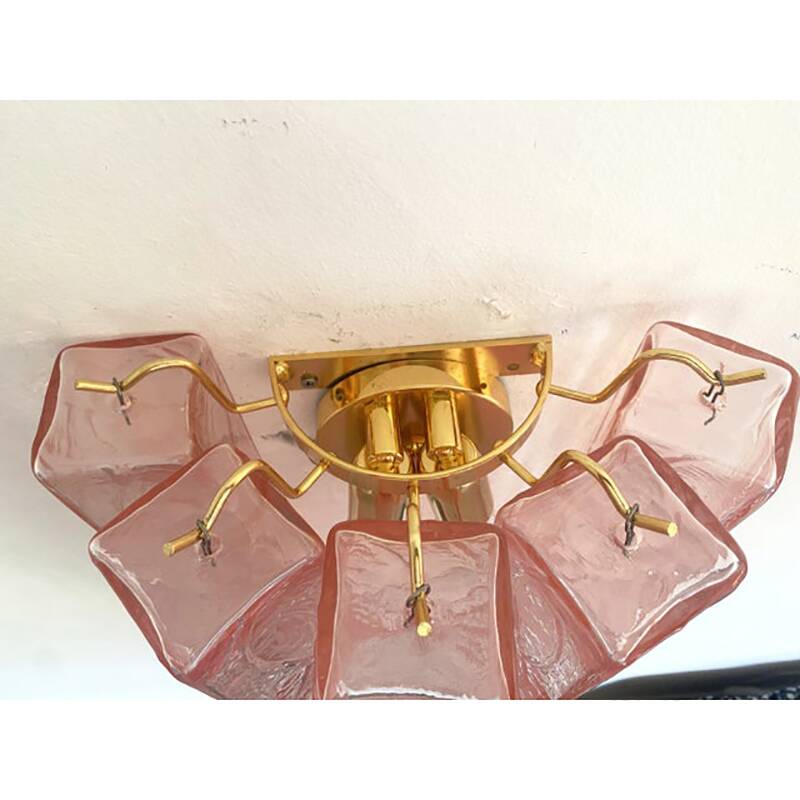 Applique murale en verre de Murano rose « Squared » de style moderne du milieu du siècle dernier