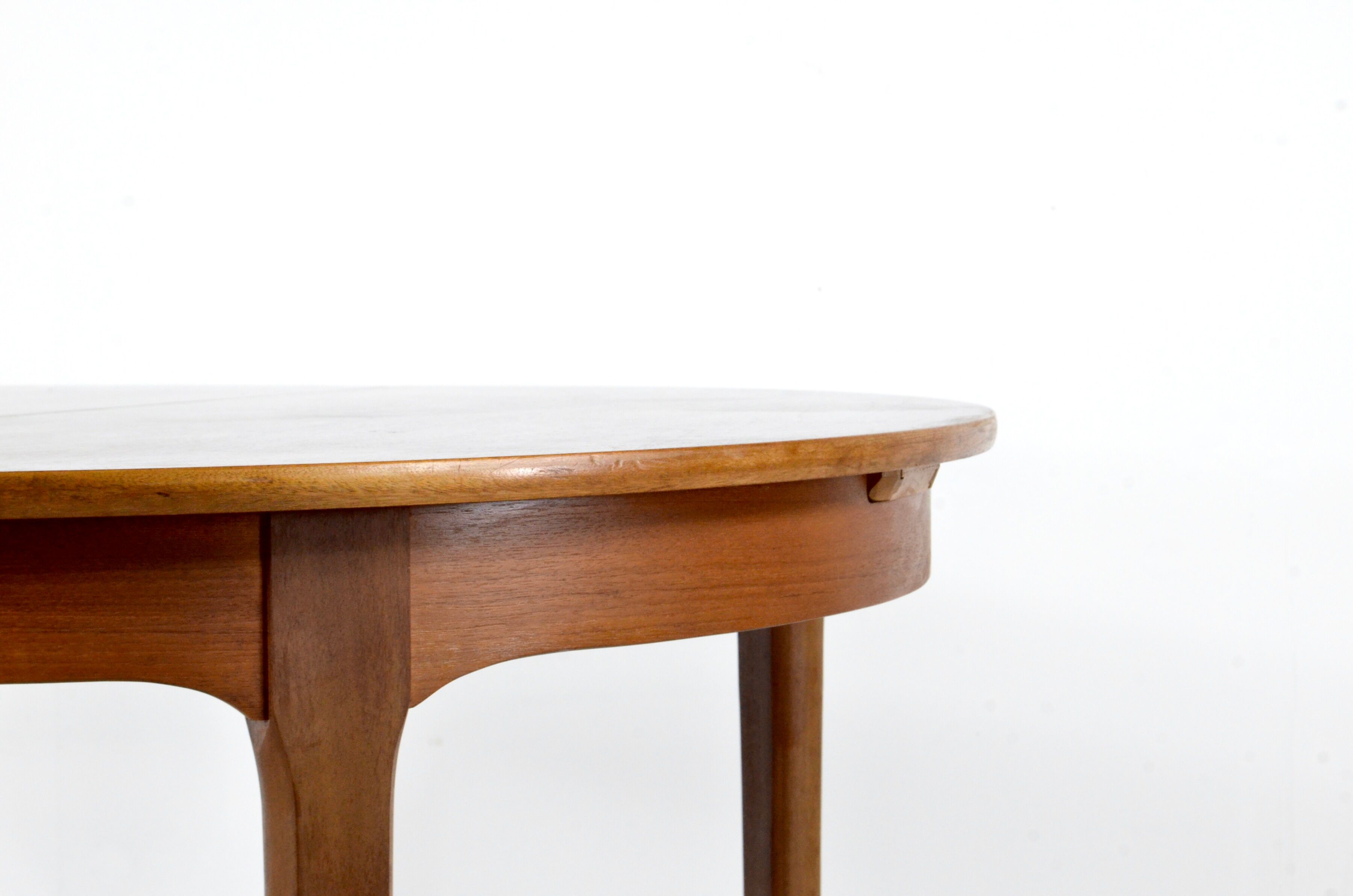 Midcentury extending round teak table and chairs by Nathan