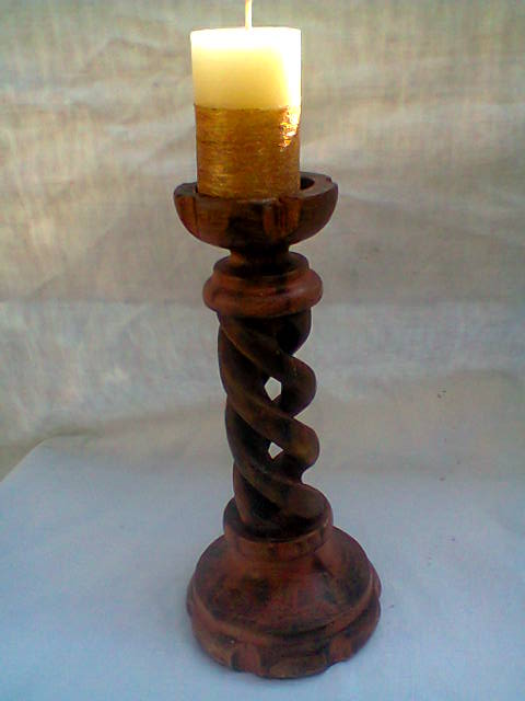 Wood candlestick