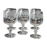 6 printed stem glasses for port/digestif in good condition.