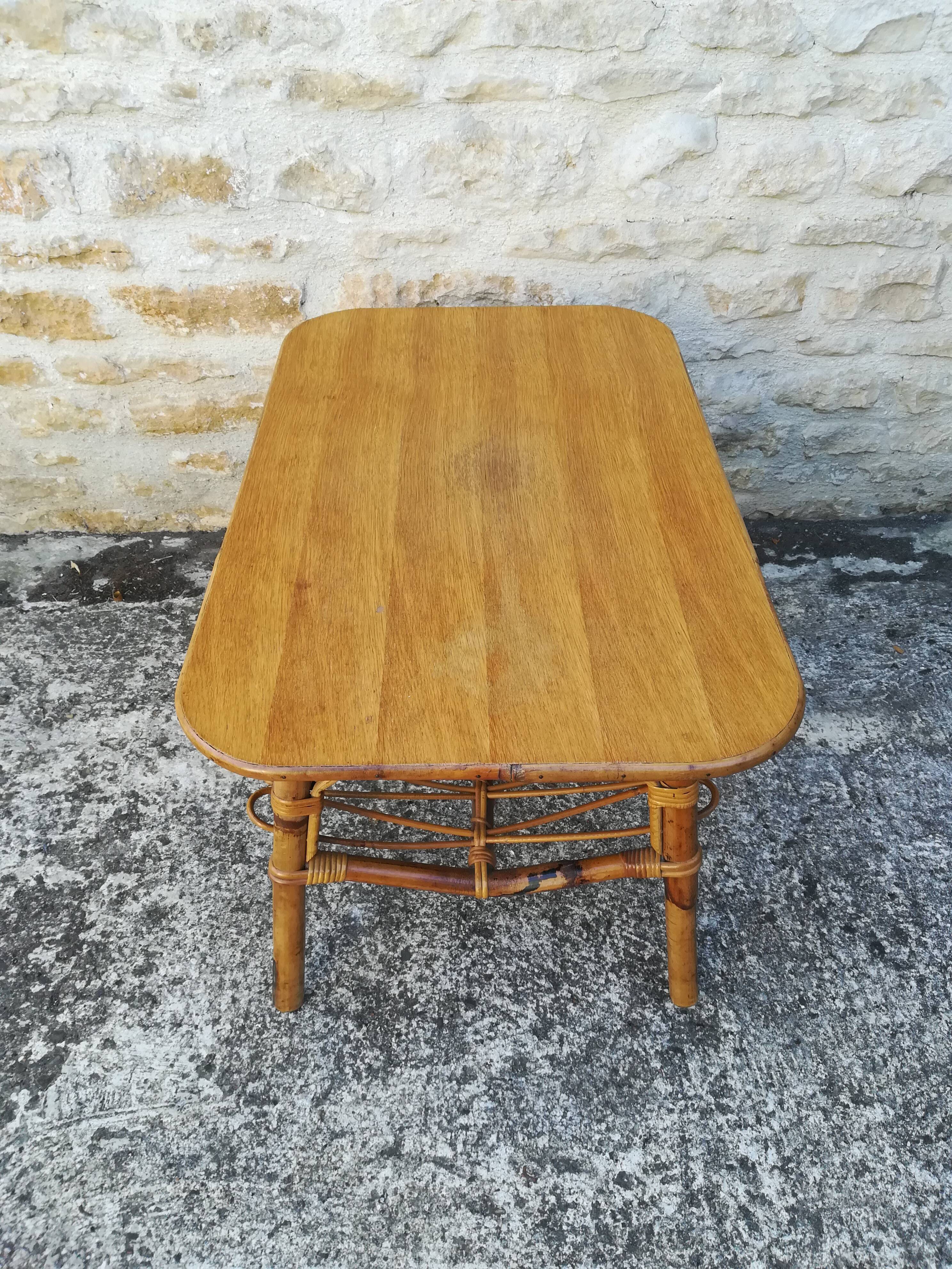 Rattan and bamboo coffee table