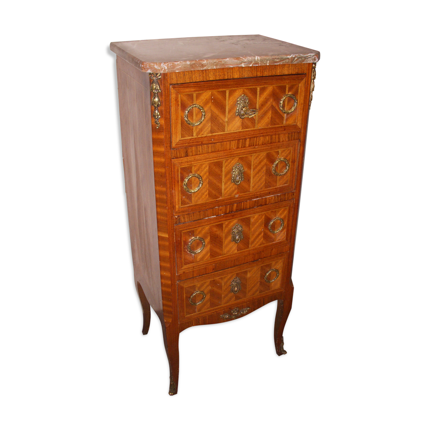 Chiffonier former Louis XVI marquetry style  good condition