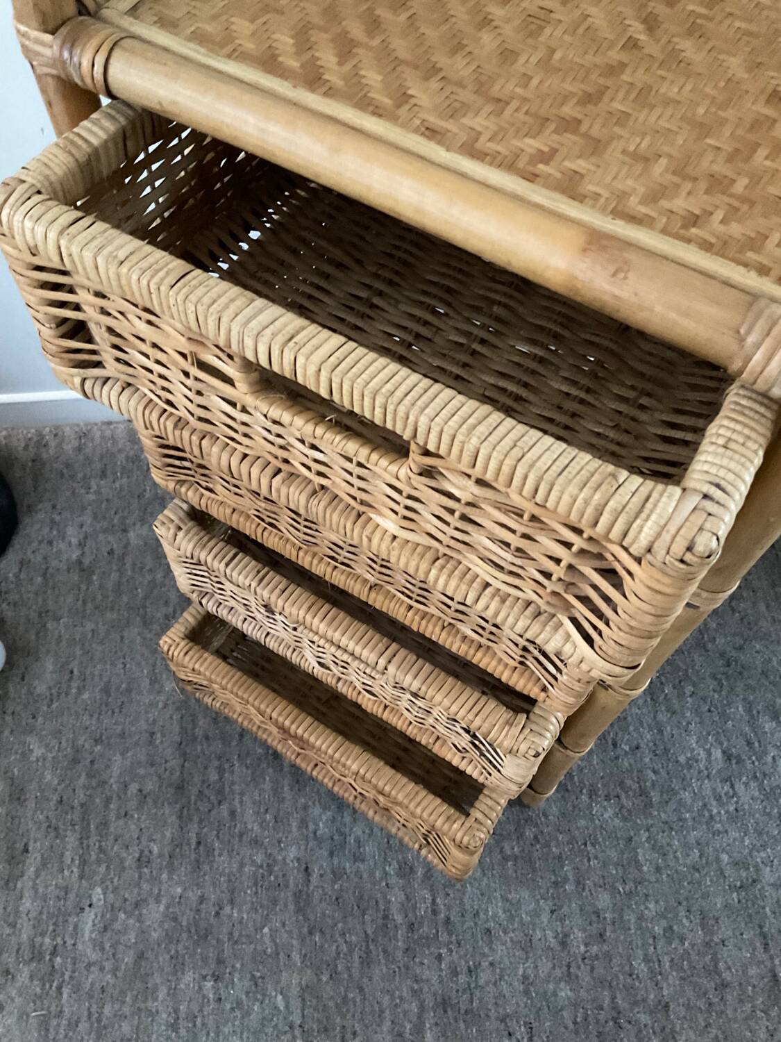 Vintage rattan chiffonier from the 70s