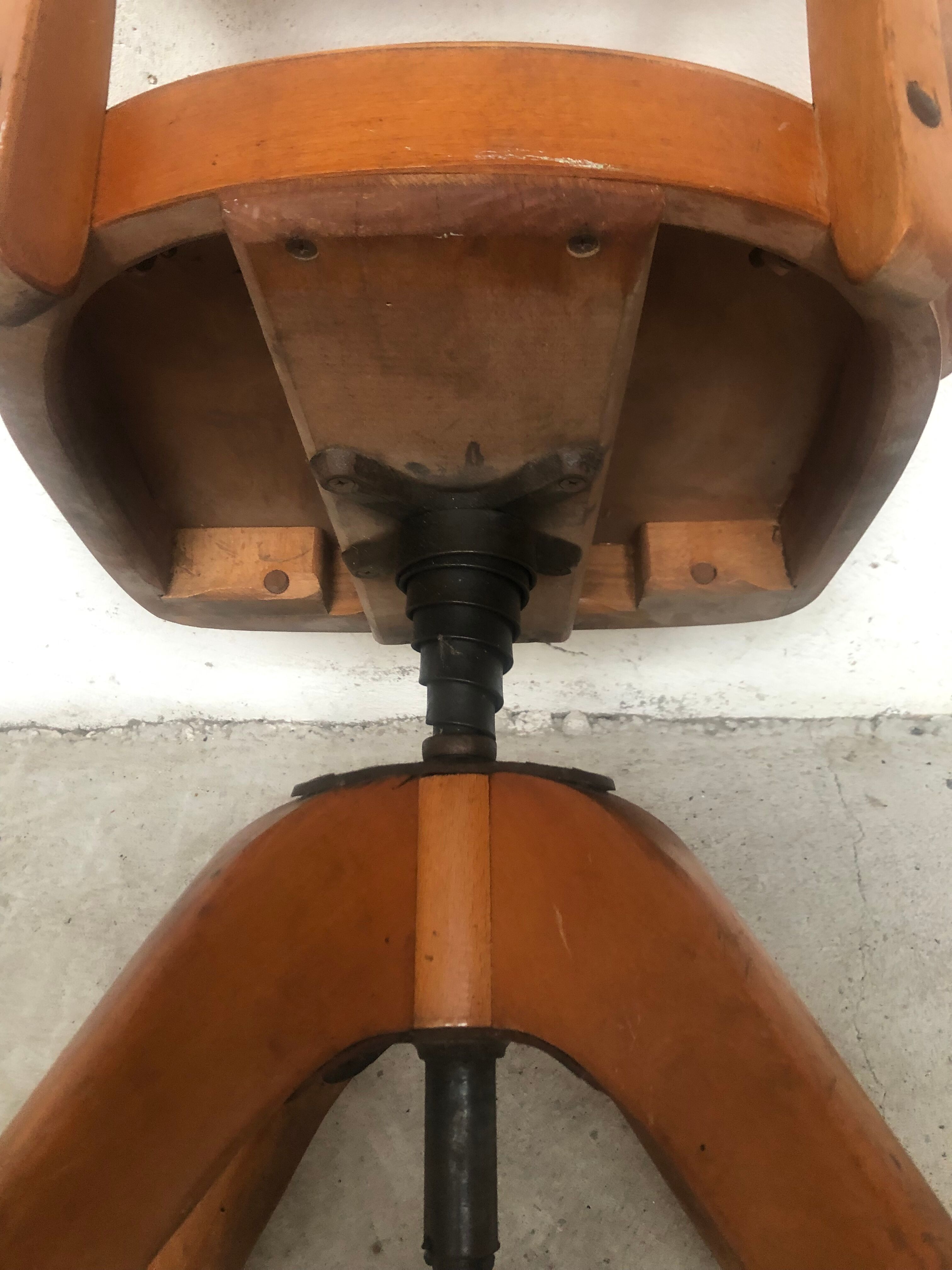Office chair blond wood 50-60s vintage