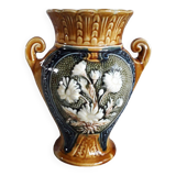 Vintage slip vase with floral decoration
