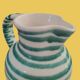 Glazed ceramic jug Gmundner Keramik – White and green stripes
