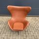 2 vintage Fritz Hansen Egg Chairs in cognac leather, in like-new condition.