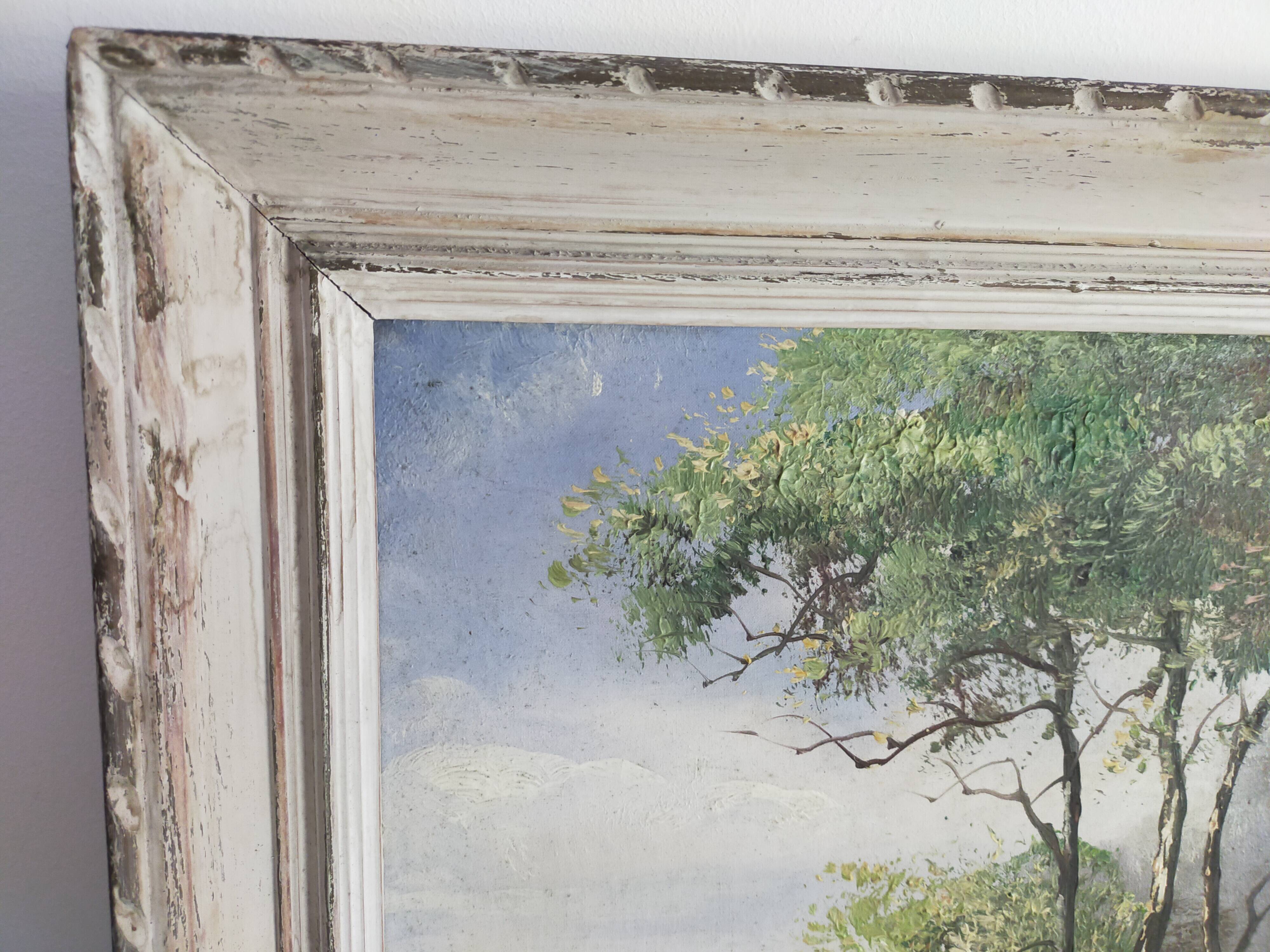 peinture à l'huile ancienne paysage signée Marceau peinture à l'huile encadrée