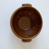 Brown Digoin stoneware bowl with handles