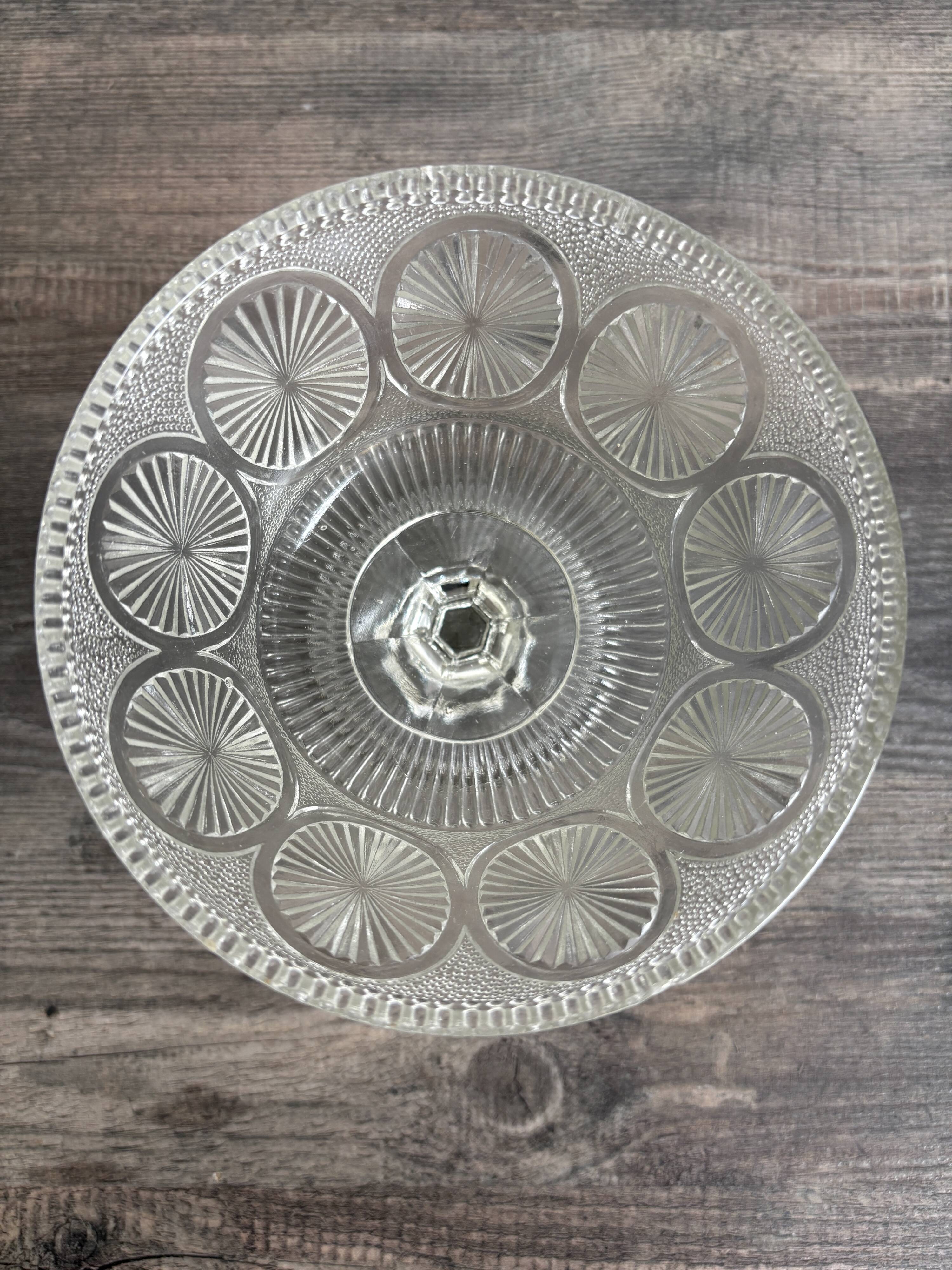 Antique glass bowl on pedestal