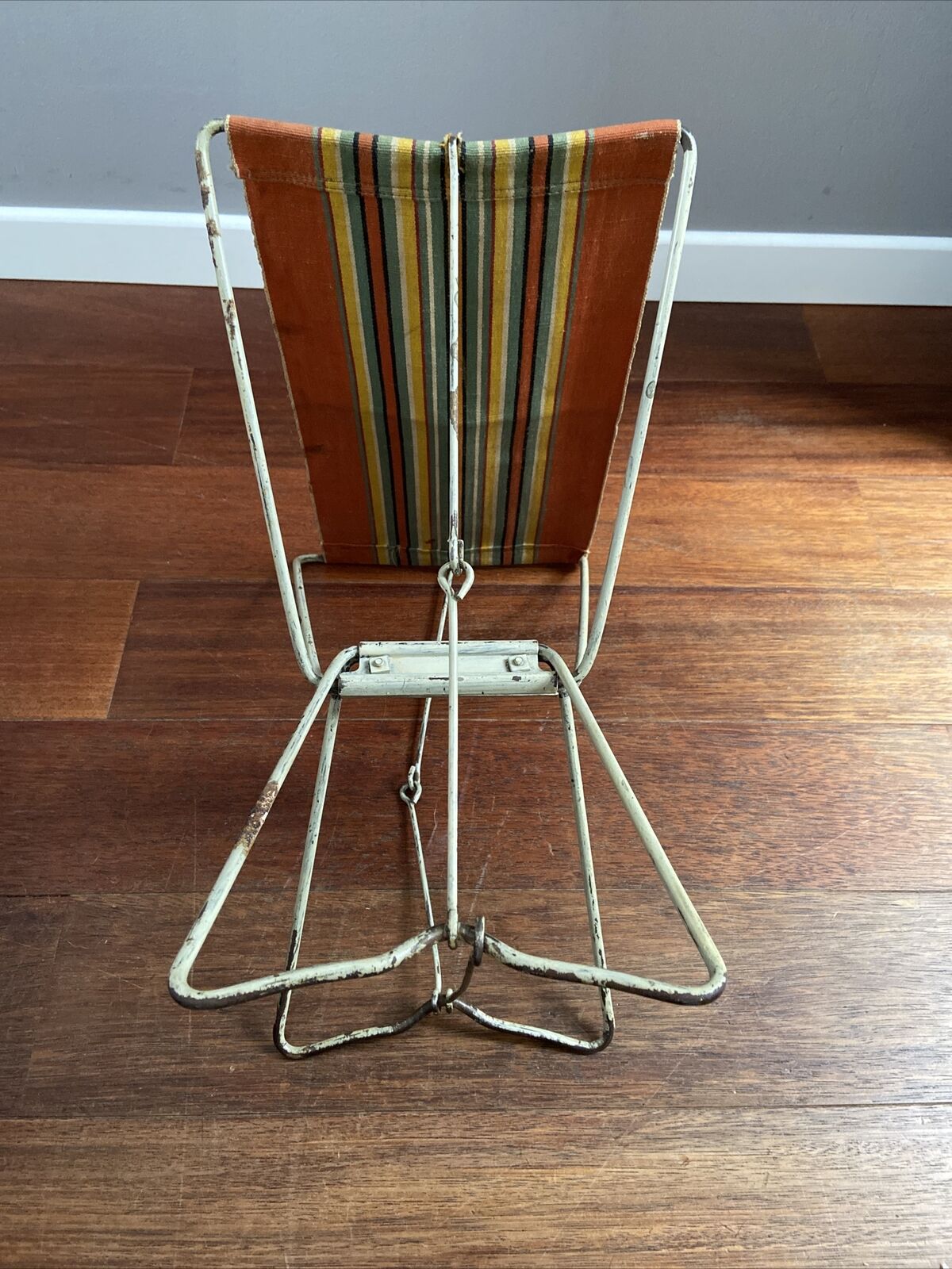 Camping seat beach fabric metal holiday vintage fishing