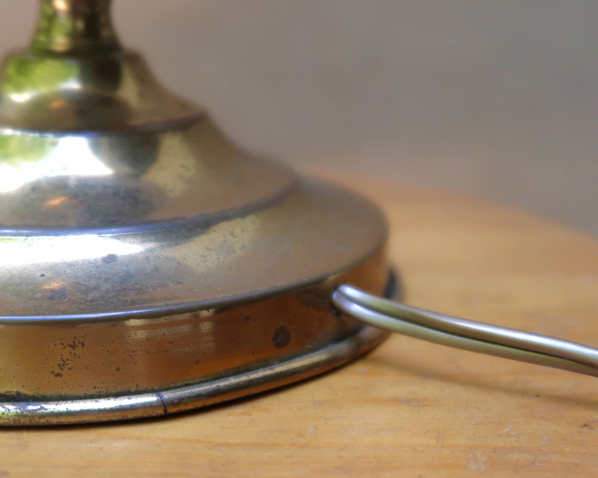 Brass lamp with opaque white opaline, 1950s