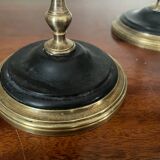 Old pair of candlesticks black marble and brass nineteenth