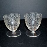 Set of 2 lulli crystal liqueur glasses signed baccarat art déco arabesque