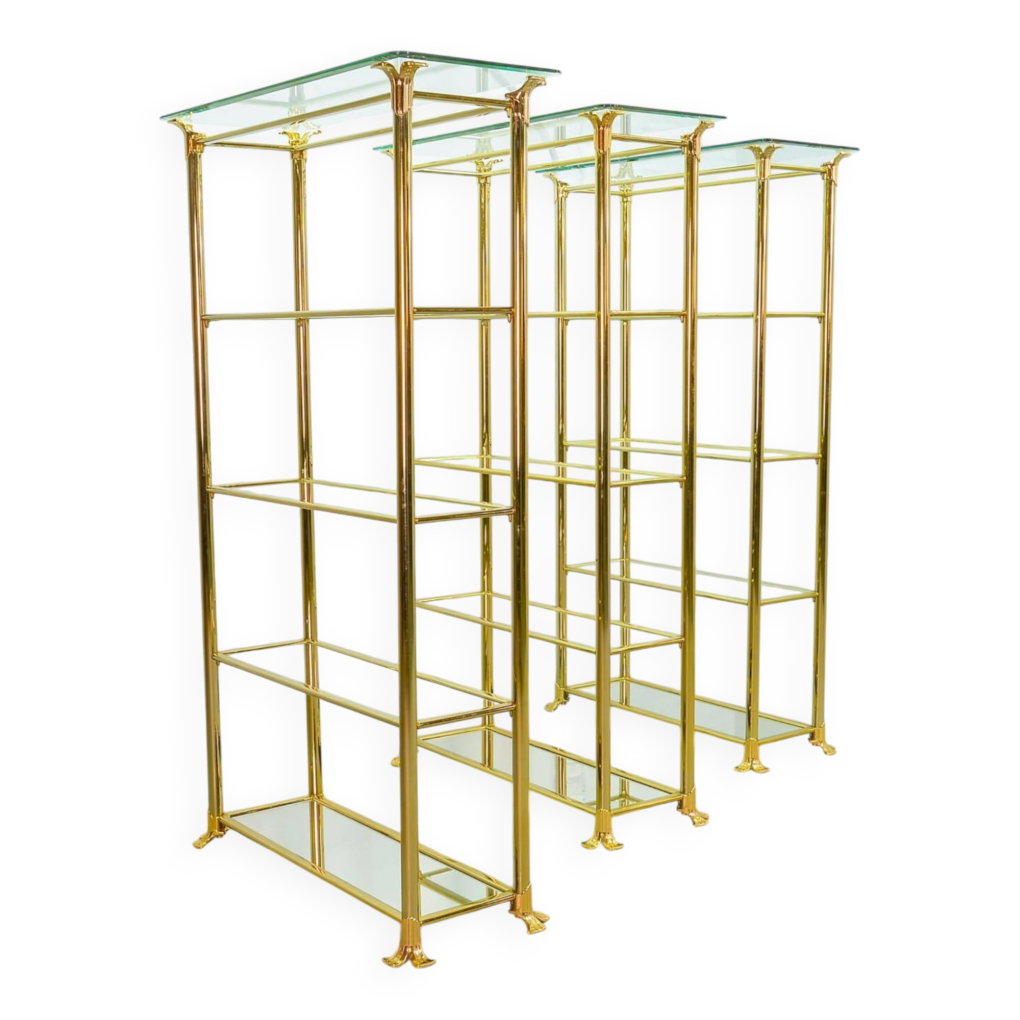 Ramiro Tarazona 24 Carat Goldplated Display Cabinet w. Glass Shelves 1980s