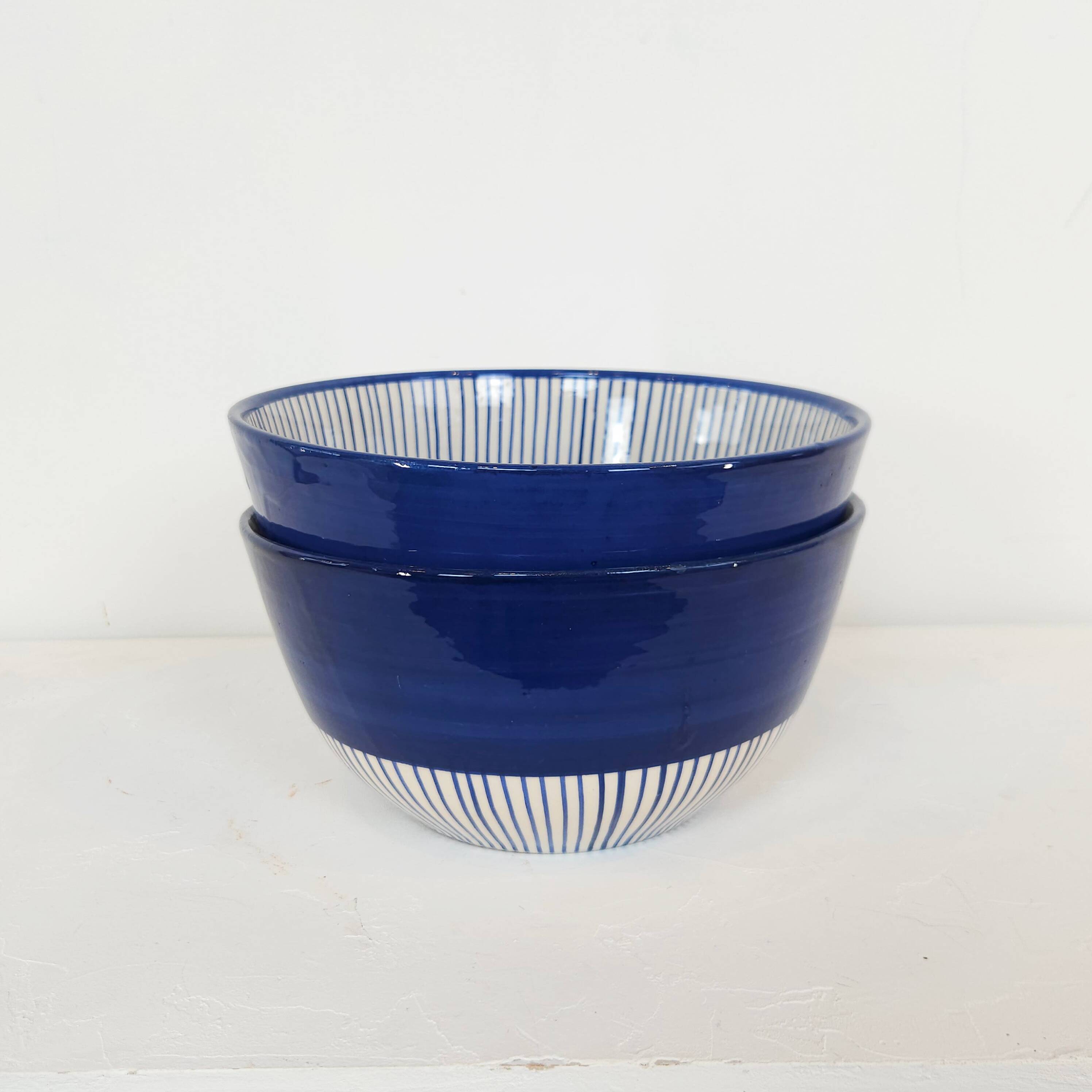Grand bol - PALME bordure bleu