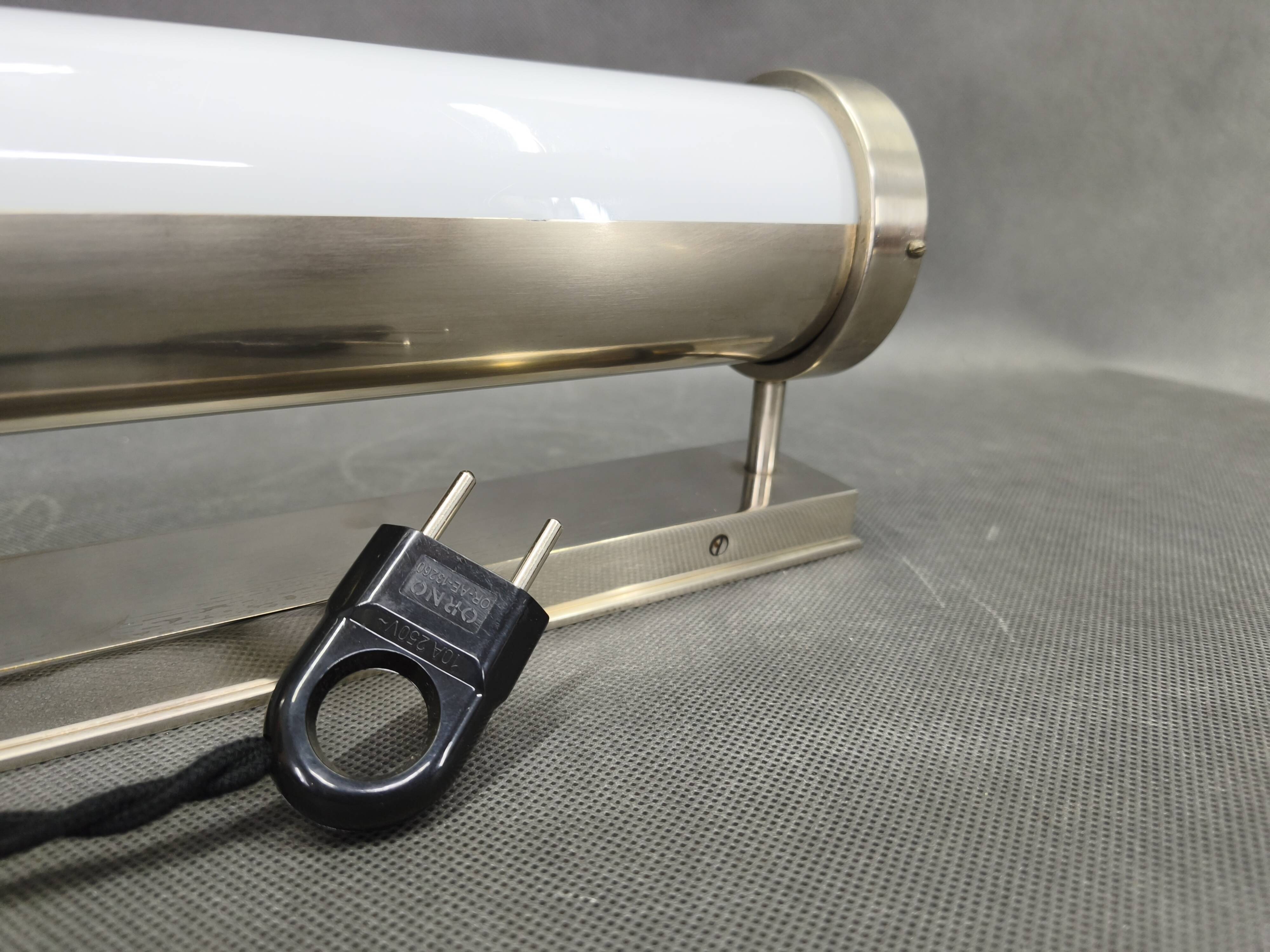 Bauhaus Nickel Wall Light with Glass Tube, 1930s