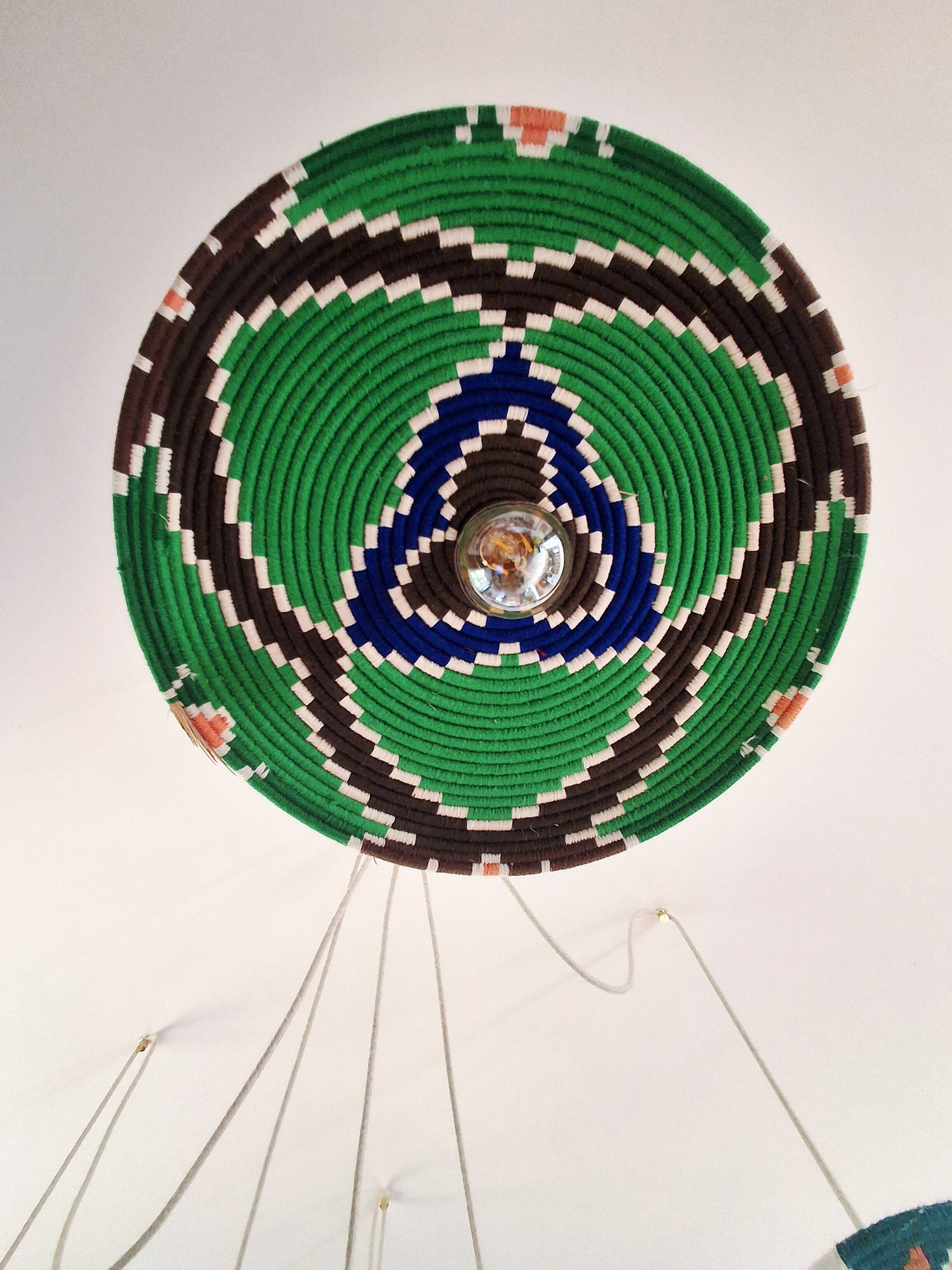 Handcrafted suspension cascade 6 lights "Moroccan Basket"